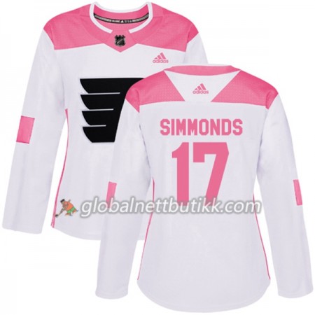Philadelphia Flyers Hockeydrakt Wayne Simmonds 17 2017-2018 Hvit Rosa Fashion Adidas Authentic - Dame